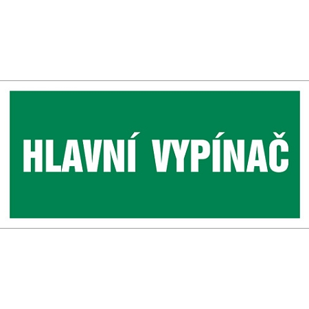 Značka Hlavní vypínač, samolepicí fólie, 100 × 210 mm